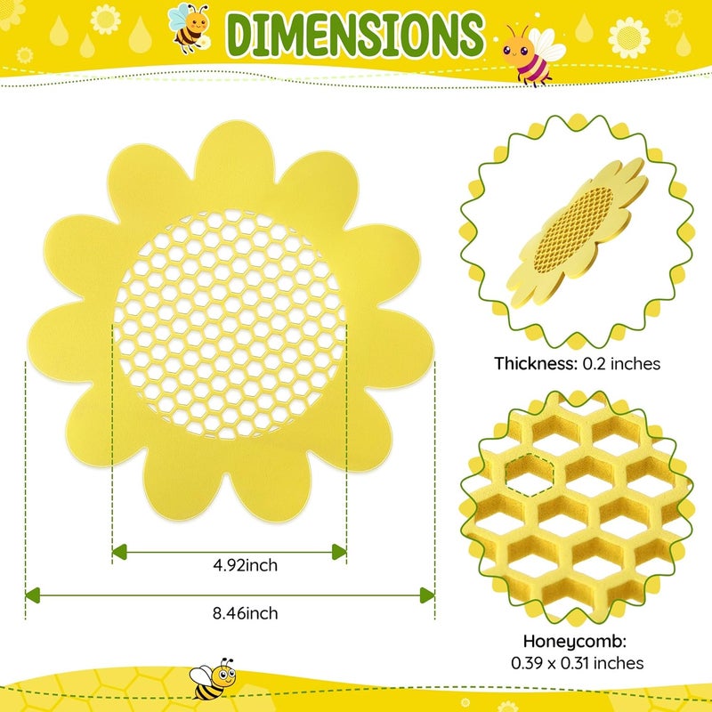 Enhon 4 Pack Bee Watering Station, 8.5 inch Sunflower Floating Bee Island, Butterfly Feeder, Pontoon Watering Station for Butterfly Insect Feeding, Bath and Outdoors Garden Decor - Image 3